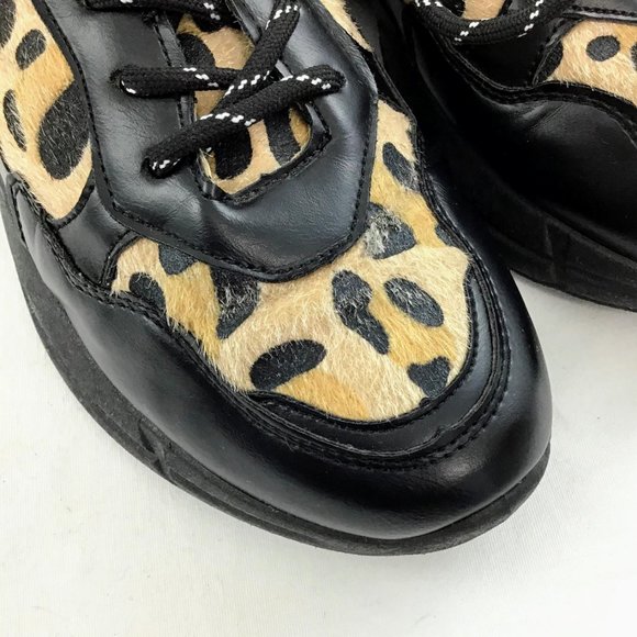 Calf Hair Leather Lace Up Women’s Leopard Print Shoes Size 9.5 - Picture 8 of 8